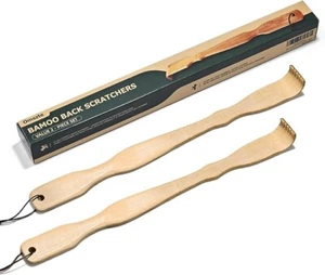 2 Pack Natural Bamboo Back Scratcher Long Reach Pick Itch Relief Tool Portable - Picture 1 of 8