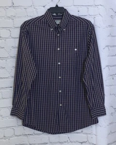 Orvis Men's Medium Shirt Long Sleeve Button Front Blue Orange Plaid - Picture 1 of 8