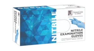 NITRILE EXAM GLOVES BLUE, POWDER FREE, NON-TOXIC, 1 BOX 100 PC, SIZE "M" - Picture 1 of 7