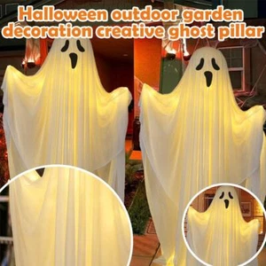 Outdoor Halloween Decorations 2 Glowing White Fabric Ghosts, Perfect V3R7 B R9W9 - Picture 1 of 18
