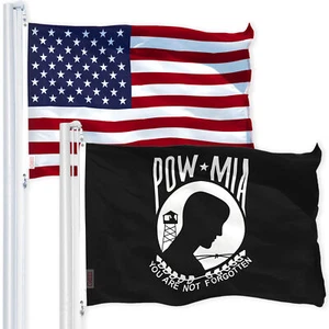 COMBO USA America Flag & POW-MIA Flag Black 3x5 FT Printed 150D Polyester - Picture 1 of 8