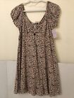 Dream Of Me Dress Tan-Beige With White Flowers Size Junior Large New With Tag