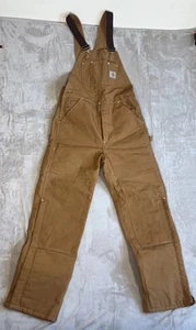 Carhartt Double Knee Overalls Men's 34X34 R01 BRN Brown Canvas Carpenter - Picture 1 of 12
