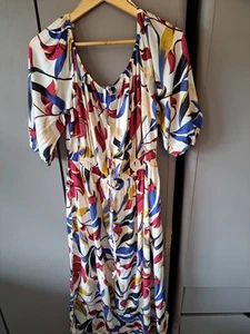 Gorgeous Peacocks Maxi Dress Size 22 Worn Off/On Shoulders Excellent Condition - Picture 1 of 13