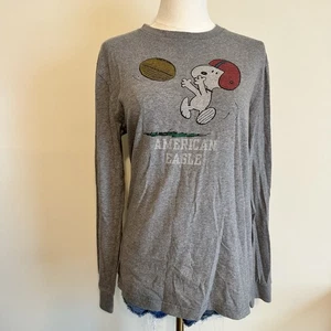 American Eagle x Peanuts Snoopy Football Long Sleeve Shirt Gray Size S - Picture 1 of 5