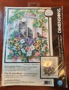 Dimensions Kitten Springtime View Cat Garden Cross Stitch Kit 13133 Sealed - Picture 1 of 2