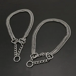 Collar de acero inoxidable doble fila para perros mascotas cadena grande libremente ajustable para perros nuevo - Imagen 1 de 11