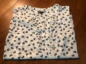 TALBOTS Womens XL Top Shirt Blouse WHTIE BLACK Floral Type Pattern Sleeveless - Picture 1 of 8