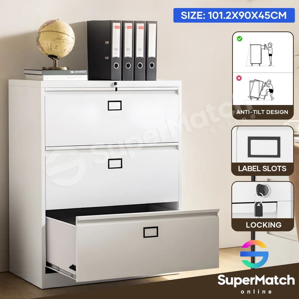 File Cabinet Steel Office Storage Metal Lockable Filing Organiser Home Furniture - image 1 of 4