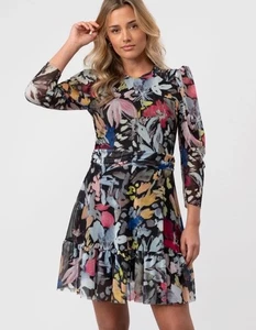 Ted Baker Dress Womens TB 2 UK 10 Payslyy Black Floral Mesh Mini Lined NEW - Picture 1 of 9