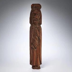 Escultura Icono Madera Sagrado Corazón de Jesús Rey Cristiano Tallada De Colección 20.5" - Imagen 1 de 5