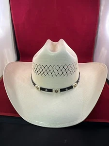 Larry Mahan 7 1/2 10X Ivory 4 Brim 39 Flange Black Band - Hat Straws - MS8642K - Picture 1 of 16