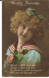 FRENCH POSTCARD A BLONDE CHILD SENDS SINCERE WISHES ON YOUR BIRTHDAY RP 1918 - Foto 1 di 2