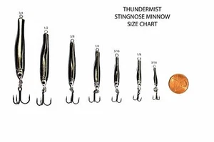 THUNDERMIST ESCHE STINGNOSE MINNOW CROMO ORIGINALE SCEGLI MISURA/COLORE - Foto 1 di 13