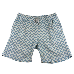 Frescobol Carioca Long Swim Trunk Shorts Men's XL Blue Wave Print Lined Flawed! - Picture 1 of 13
