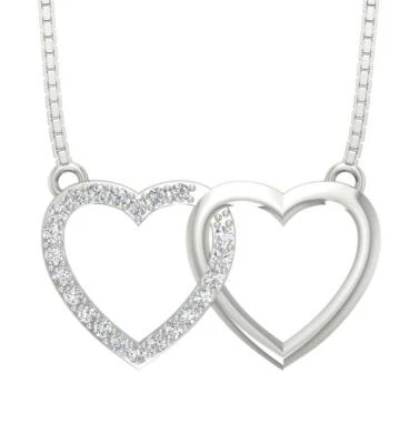 Collar Colgante Triple Corazón I1 G 0.60Ct Diamante Natural Oro Blanco Amarillo Rosa Foto 1 de 4
