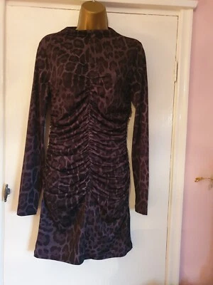 H&M Bodycon Dress M MEDIUM Animal Print Front Ruched All Over Dress Nwto. Bx23 - Image 1 of 2