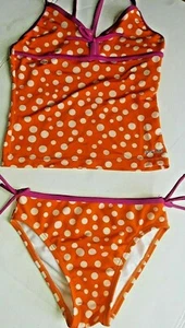 Pre Owned Speedo Bikini for Girl 2 Piece Orange with white seeds Size 10 - Picture 1 of 6