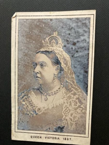 Queen Victoria 1887 CDV size artistic litho photo print clouded damaged - Picture 1 of 6