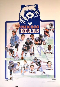Chicago Bears 85 Superbowl Team Lithographie handsigniert sehr selten ltd Ed LAST ONE - Bild 1 von 6