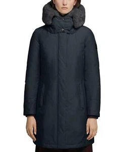 Woolrich Bow Bridge Genuine Rabbit Fur Trim Down Navy Parka X5513 Size Small - Picture 1 of 5