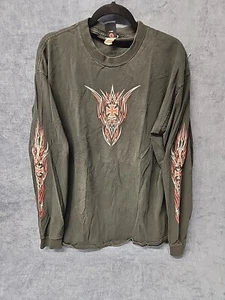 Vintage BullHead Choppers Long-sleeved T-shirt Iron Cross Tribal Dragon mACI - Picture 1 of 3