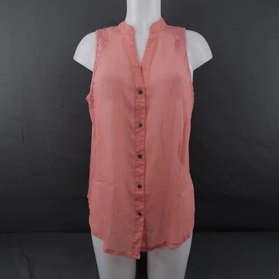 Top de mujer Rewind XL melocotón transparente ribete de encaje coqueta costera romántica Foto 1 de 4