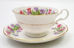 Royal Grafton Teetasse 619 Harebell Bluebell rosa lila Blumen Teetasse & Untertasse - Bild 1 von 9