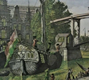 Jean Benoit WINCKLER, XVIII CoL Stich c 1760: MELCKBRUGG DER SPAARNE IN HAARLE​M - Bild 1 von 12