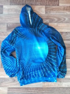 Blue Kids Long Sleeve Tee Hoodie UK 9 New optical illusion fun children's top - Picture 1 of 5