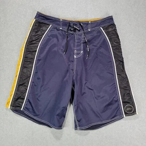 Vintage No Fear Blue Polyester Striped Athletic Swim Boarding Shorts Men's 33 - Picture 1 of 9