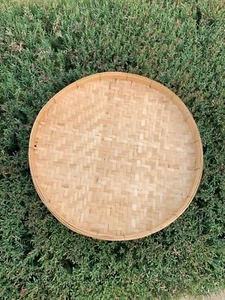 1pcs Wintage Basket Woven Bamboo Handmade Wicker Fruit Tray Stream Natural Decor - Picture 1 of 6