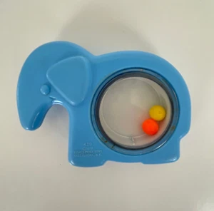 Vintage 1978 Fisher Price 429 Baby Toy Blue Elephant Rattle Mirror 1970s 70s - Picture 1 of 8
