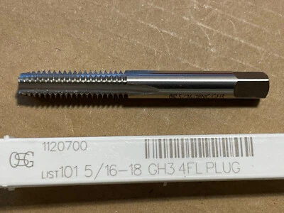 Grifo de enchufe de flauta recta OSG 1120700 5/16-18 GH3 4FL Foto 1 de 3