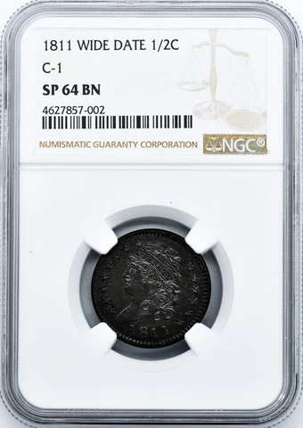 1811 CLASSIC HEAD 1/2C NGC MS 64 BN Cover