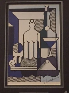 ROY LICHTENSTEIN HANDSIGNIERTE FOTO LITHOGRAPHIE "PURISTISCHE MALEREI MIT FLASCHEN"  - Bild 1 von 3