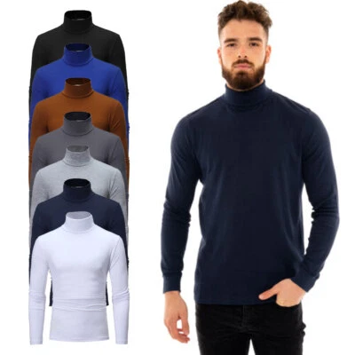 Herren Langarmshirt Rollkragen Pullover Tops Unterhemd Sweatshirt Thermohemd 3XL - Bild 1 von 4