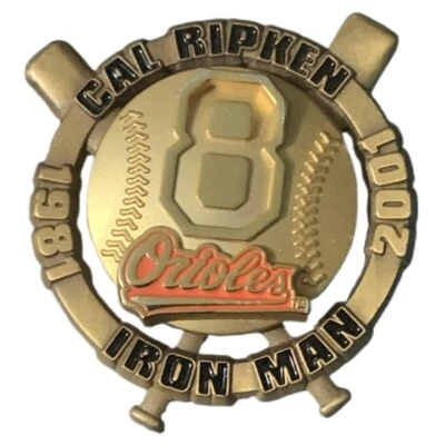 2001 MLB Baltimore Orioles Cal Ripken #8 Iron Man Limited Edition Souvenir Pin - Image 1 of 2