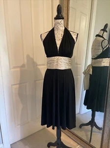 Maggot London Halter Fit And Flair Black And Tan Dress - Picture 1 of 11