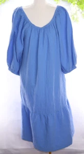 Vestido midi azul con hombros descubiertos de gasa isla Tommy Bahama para mujer talla M - Imagen 1 de 8