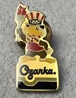 Vintage Ozarka Olympic Team Sam The Eagle Carrying Torch Pinback Pin PB40