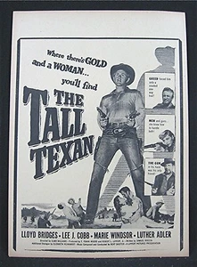 1953 The Tall Texan Old Movie Póster Broadside Lloyd Bridges Lee J Cobb - Imagen 1 de 1