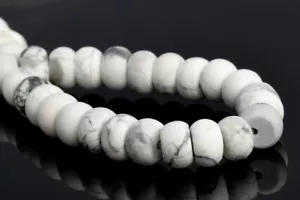 8x5MM Matte White Natural Howlite Grade AAA Rondelle Gemstone Loose Beads 7.5" - Picture 1 of 3