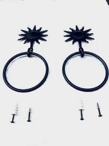 Ringhalter für Vorhänge oder Handtücher Paar Ikea matt schwarz Sun Burst mit 5" - Bild 1 von 8