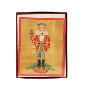 NEW Caspari Nutcracker Christmas Card Box 16pce - Picture 1 of 2