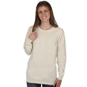 NATURAL Long Sleeve 100% Organic Cotton Hypoallergenic Crew Neck Tee Grown - Picture 1 of 4