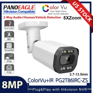 Hikvision Compatible ColorVu+IR Dual Light 5XZoom 4K Bullet IP Camera 2Way Audio - Picture 1 of 17
