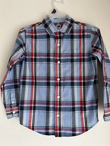 Janie and Jack Shirt Boys Size 5 Blue Plaid Poplin Cotton Captains Cottage New - Picture 1 of 6