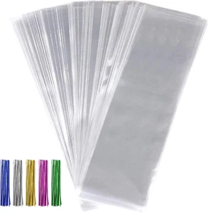 600Pcs Cellophane Bags Set-300Pcs 3X11 Cellophane Bags Long Clear Treat Bags Cel - Picture 1 of 7