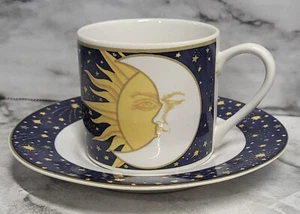 Vtg Vitromaster Galaxy 1993. Sun And Moon Face Espresso Cup and Saucer. Stars... - Picture 1 of 12